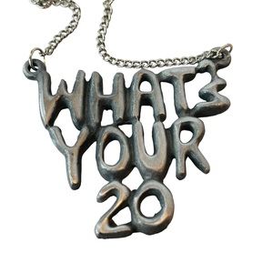 CB Guide Silvertone Chain Link WHATS YOUR 20 Pendant Necklace CB Radio Talk